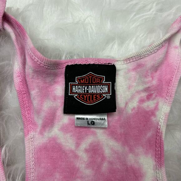 Late Y2k Harley Davidson pink tie dye tribal print tank top size L - Picture 3 of 7